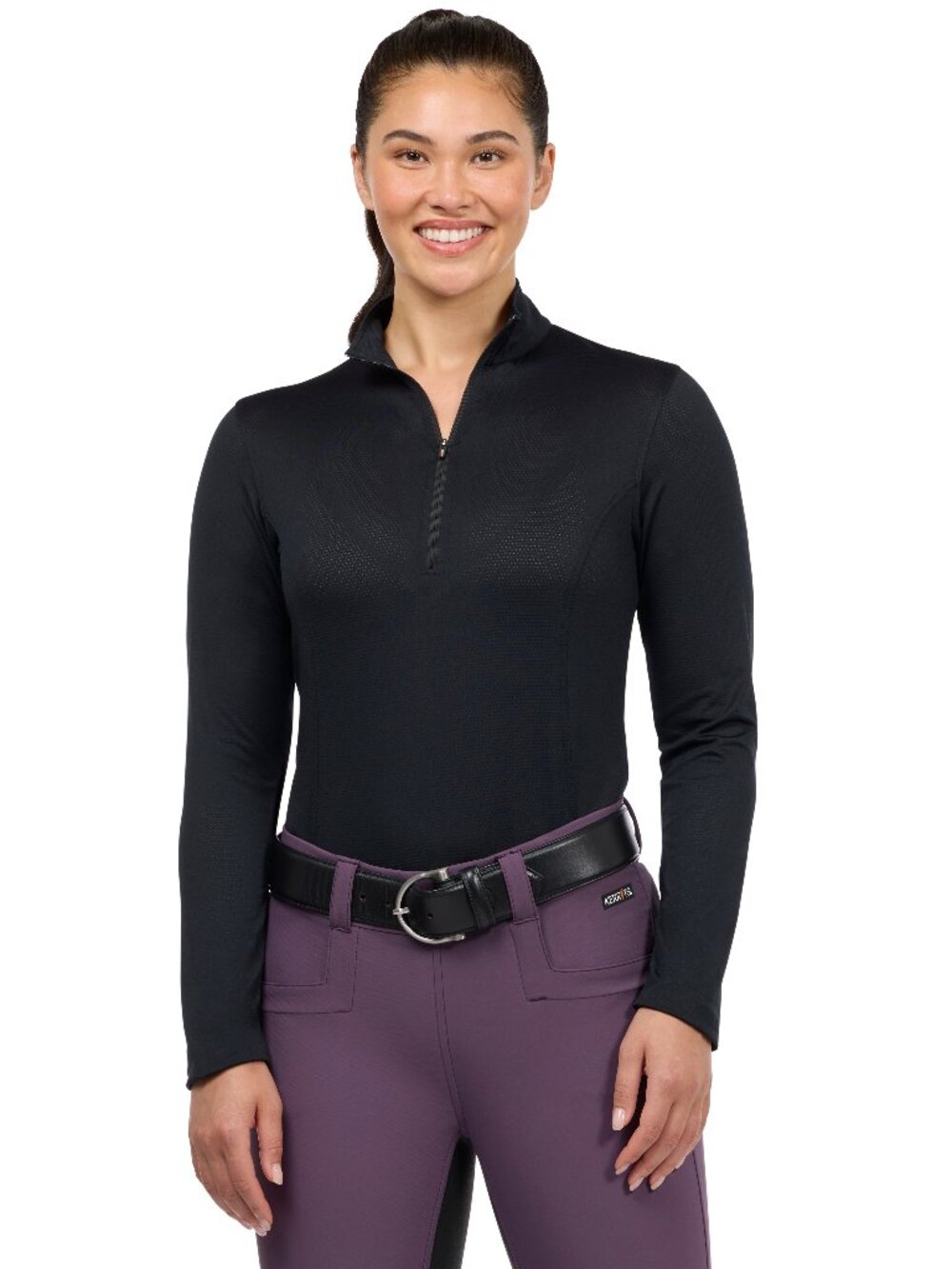 Kerrits Ice Fil® Lite Long Sleeve Riding Shirt Ladies Large Black NEW